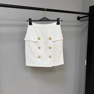 🚩steal authentic Balmain White Mini Skirt with Gold Buttons